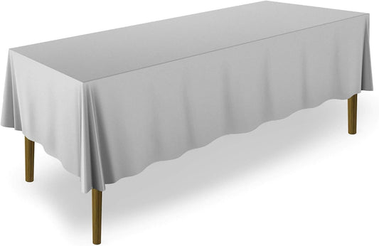 Lann's Linens - 10 Premium 70" x 120" Tablecloths for Wedding/Banquet/Restaurant - Rectangular Polyester Fabric Table Cloth - Silver