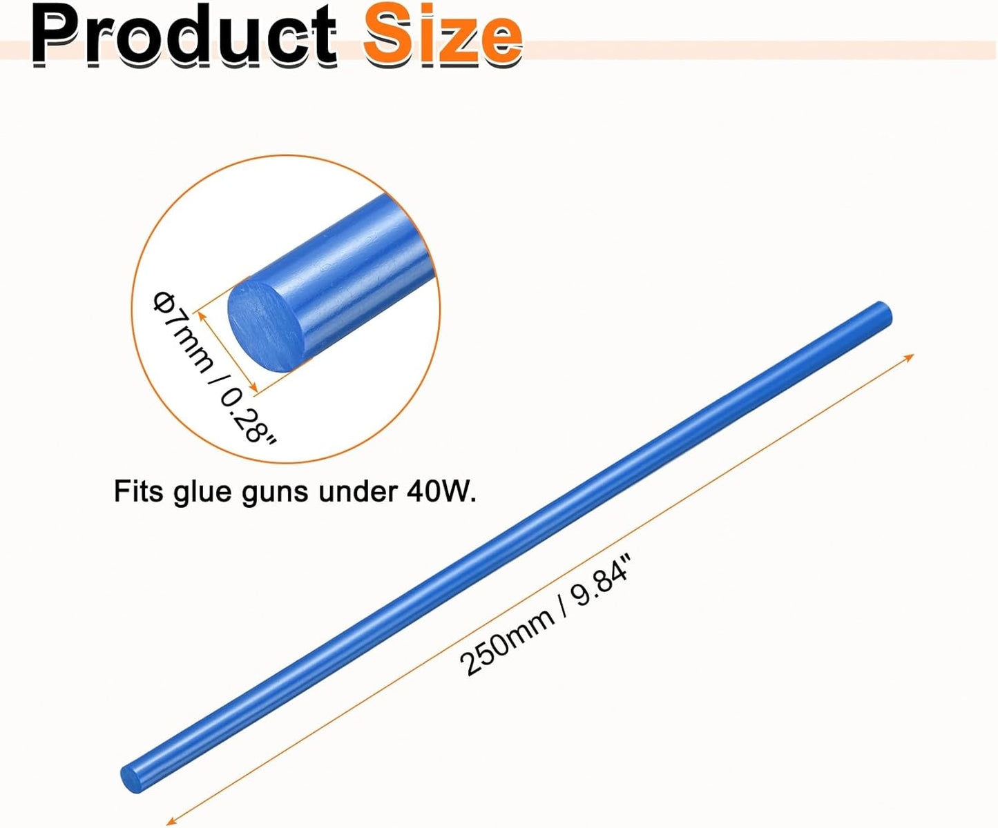 HARFINGTON 10pcs Hot Glue Sticks 0.28" Dia x 9.84" Long EVA Mini Hot Melt Adhesive Glue Stick for Hot Melt Gun Wood Plastic Glass Flowers Fabrics Foam, Blue