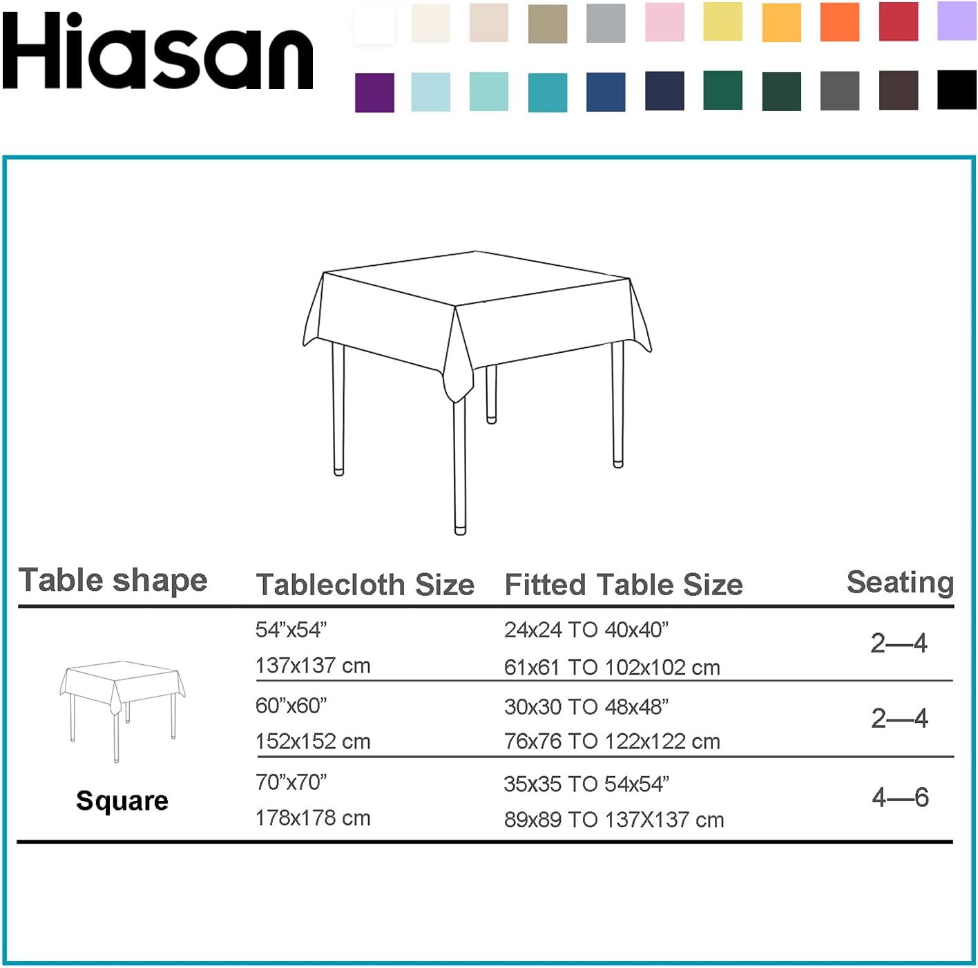 Hiasan Square Tablecloth - Waterproof and Spillproof Washable Fabric Table Cloth for Dining Room Kitchen, Beige, 60 x 60 Inch