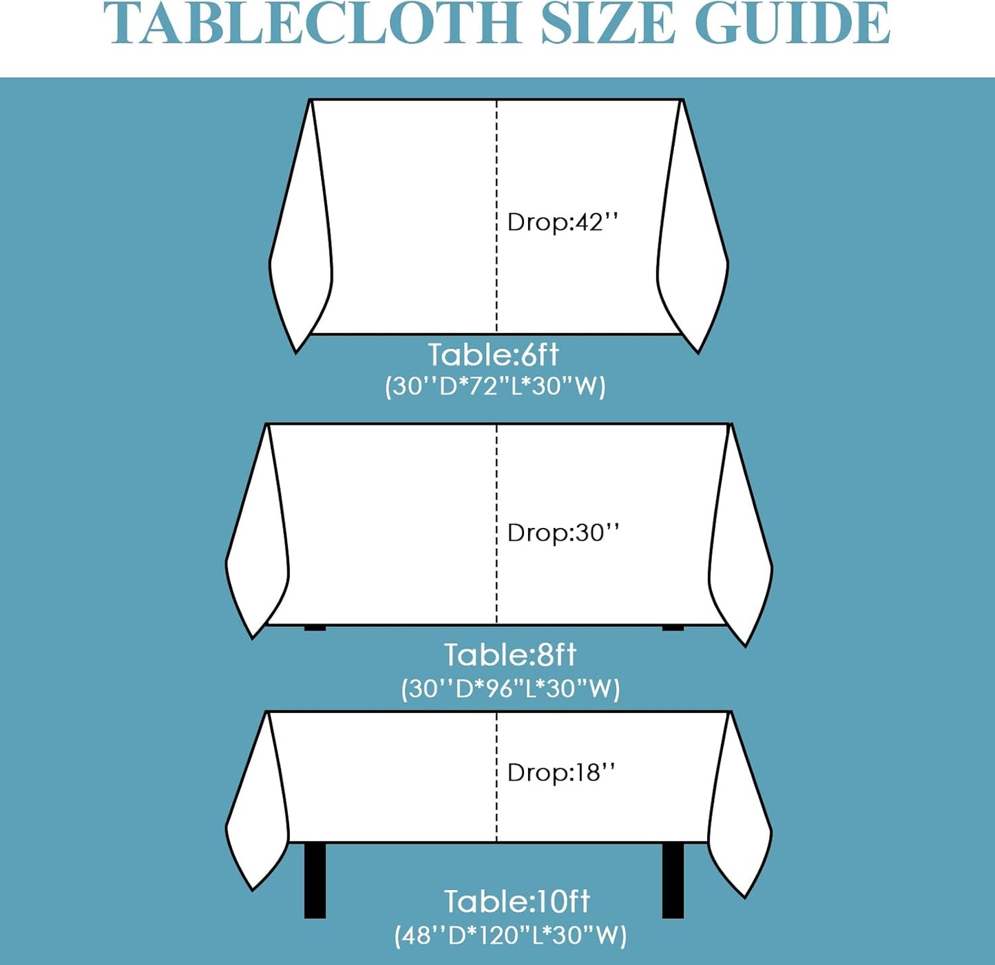 VidaFete Table Cloth 10 Pack 90 * 156inch Rectangle Tablecloth Polyester, Stain Wrinkle Resistant Polyester Dining Table Cover for Kitchen Dinning Party Wedding Rectangular Tabletop Decoration(White)