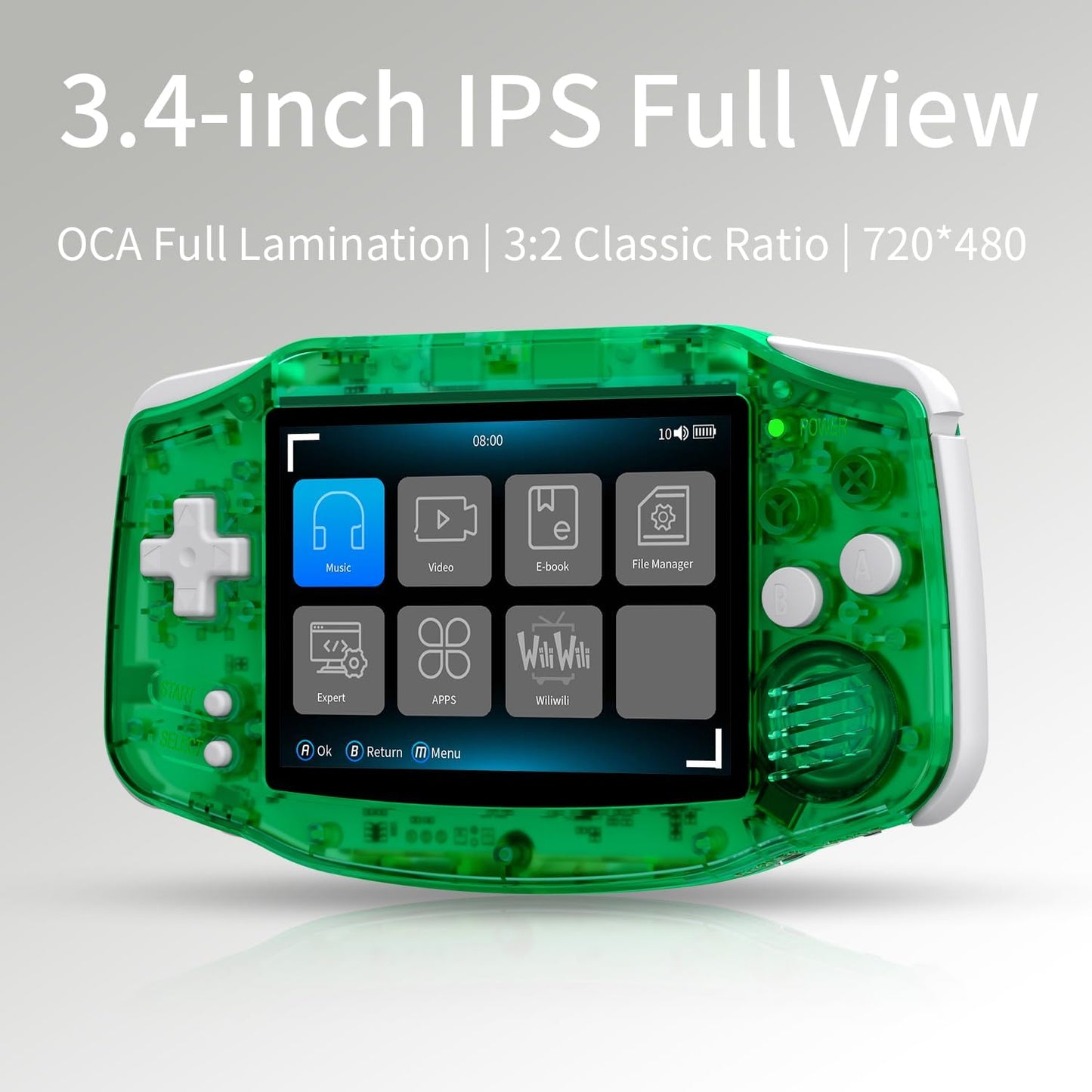 RG34XX Retro Handheld Game Consoles RG34XX Classic Retro Gaming Console 32+64G Card Preloaded Games 5000+ rg34xx Portable Gaming Console Linux 64-bit 3500mAh Battery WiFi Bluetooth HD and TV Output Green