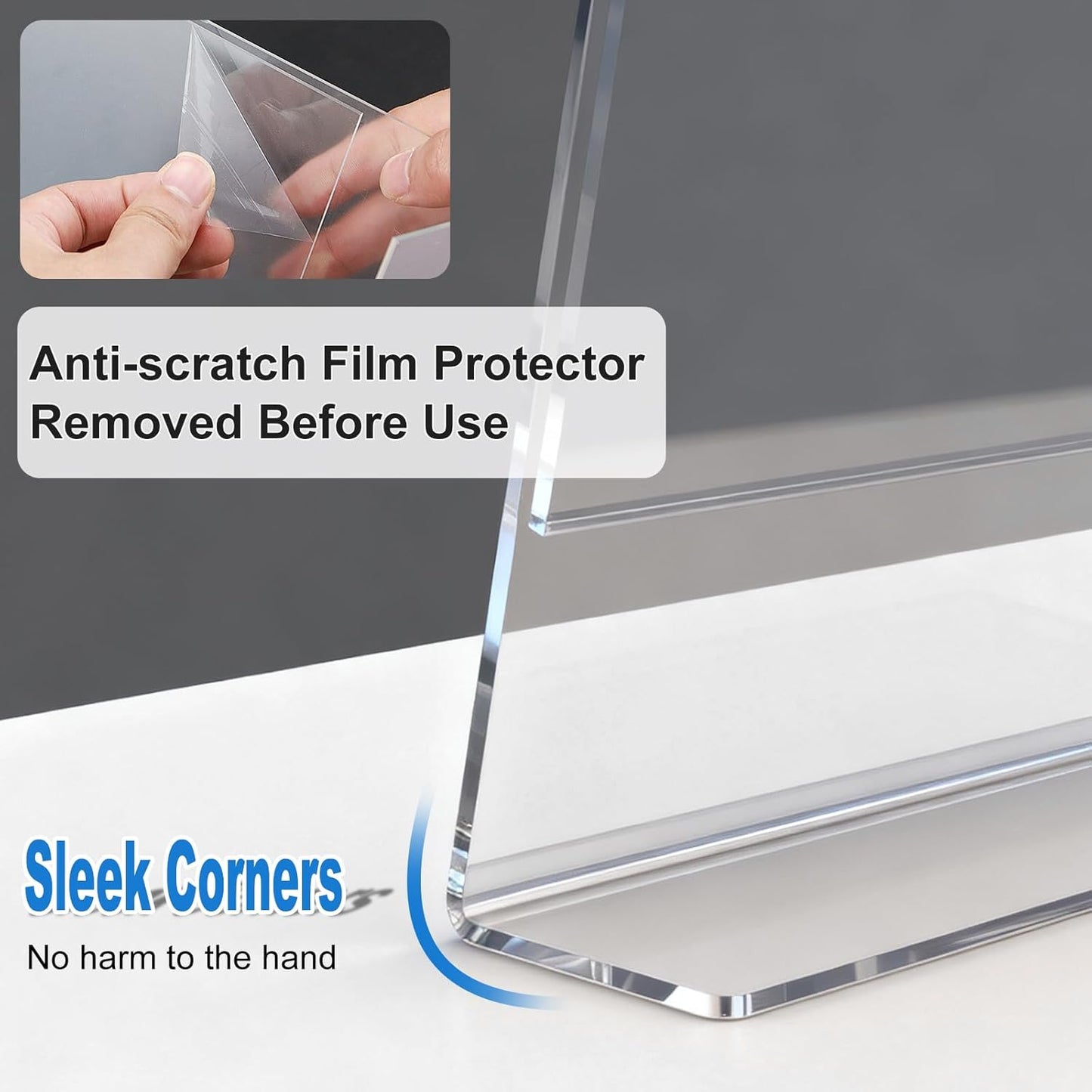 10 Pack Acrylic Sign Holder 4 x 6, L-Shape Clear Plastic Display Stand for Tabletop, Acrylic Stands for Flyers, Table Paper Holder, Vertical Sign Holder 4x6 for Restaurants, Office and School (Slant 10 Pack 4x6)