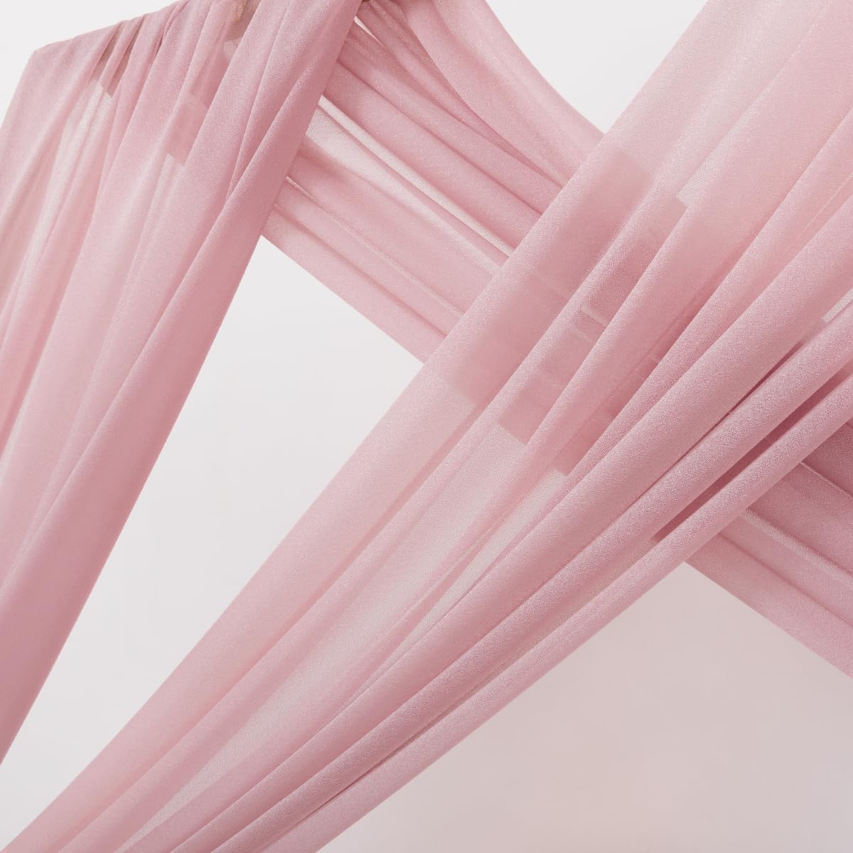 MLMC Dusty Rose Wedding Arch Draping Fabric 2 Panels 29" x 20 FT Extra Long Gauze Drapes Sheer Backdrop Curtains 6.6 Yards Outdoor Drapery Panels for Wedding Bridal Shower Party Ceiling Decoration