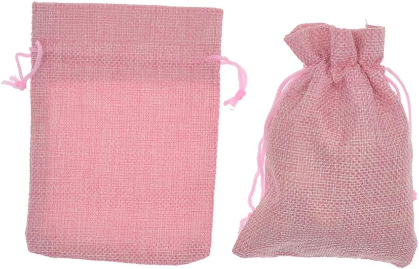 20Pcs Drawstring Burlap Bags 2.7 x 3.5 Inch, Pink Jute Sacks Jewelry Gift Pouch Christmas Candy Wedding Party Favor Bags