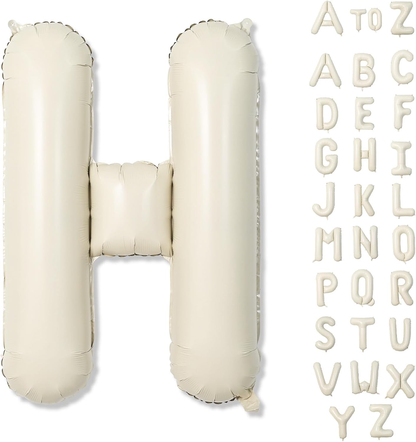 Giant Alphabet H Foil Name Balloons, Cream Ivory White Inflatable Word Balloons H Letters Birthday Decor, 40 Inch Mylar Beige A-Z Custom Letter Balloons for Girls Baby Shower Party Decoration Supplies