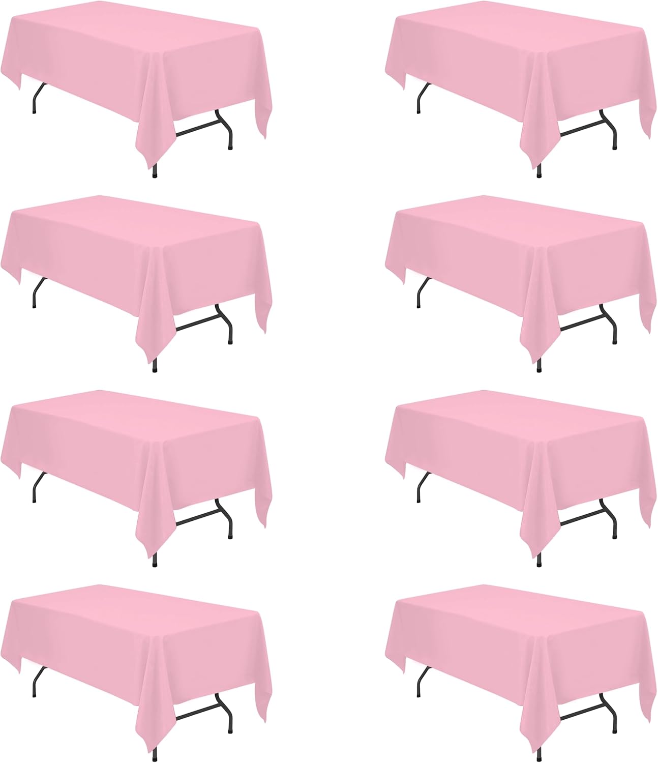 BRILLMAX 8 Pack Pink Tablecloths for 6 Foot Rectangle Tables 60 x 102 Inch - 6ft Rectangular Bulk Linen Polyester Fabric Washable Cloth Cover for Wedding Reception Banquet Birthday Party