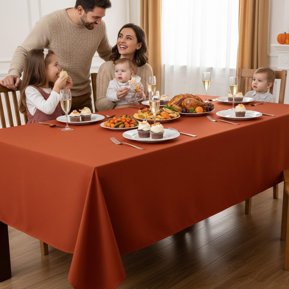 Fitable Rust Tablecloths for Rectangle Tables, 6 Pack - 70 x 120 Inches - Reusable and Washable Fall Table Clothes for 6-8 Ft Tables, Polyester Fabric Table Covers for Wedding, Party, Banquet