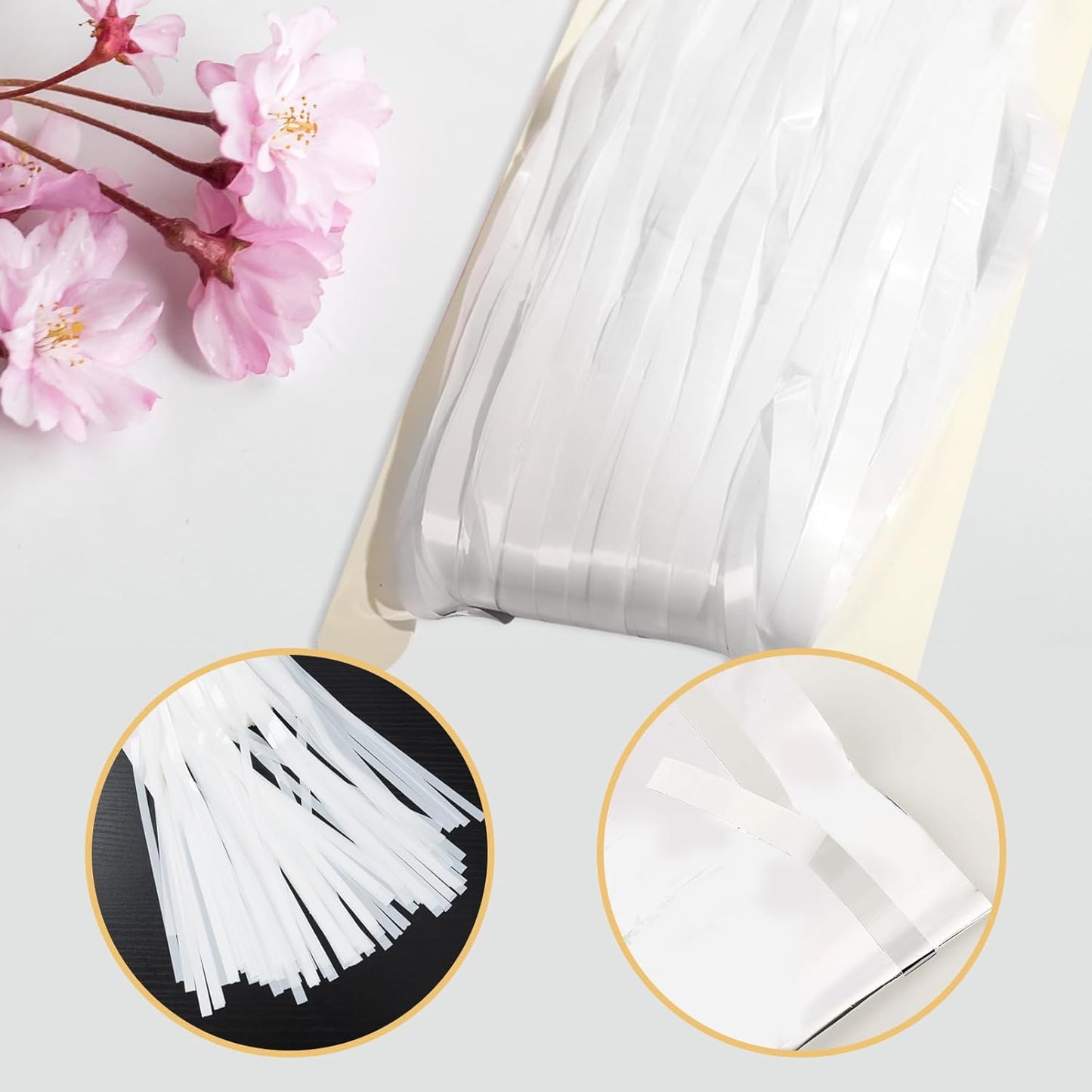10 Pack White Backdrop Curtain 3.2ft x 8.2ft Metallic Tinsel Foil Fringe Curtains Photo Booth Background for Birthday Party Decoration Baby Shower Engagement Wedding Christmas Decoration (White)