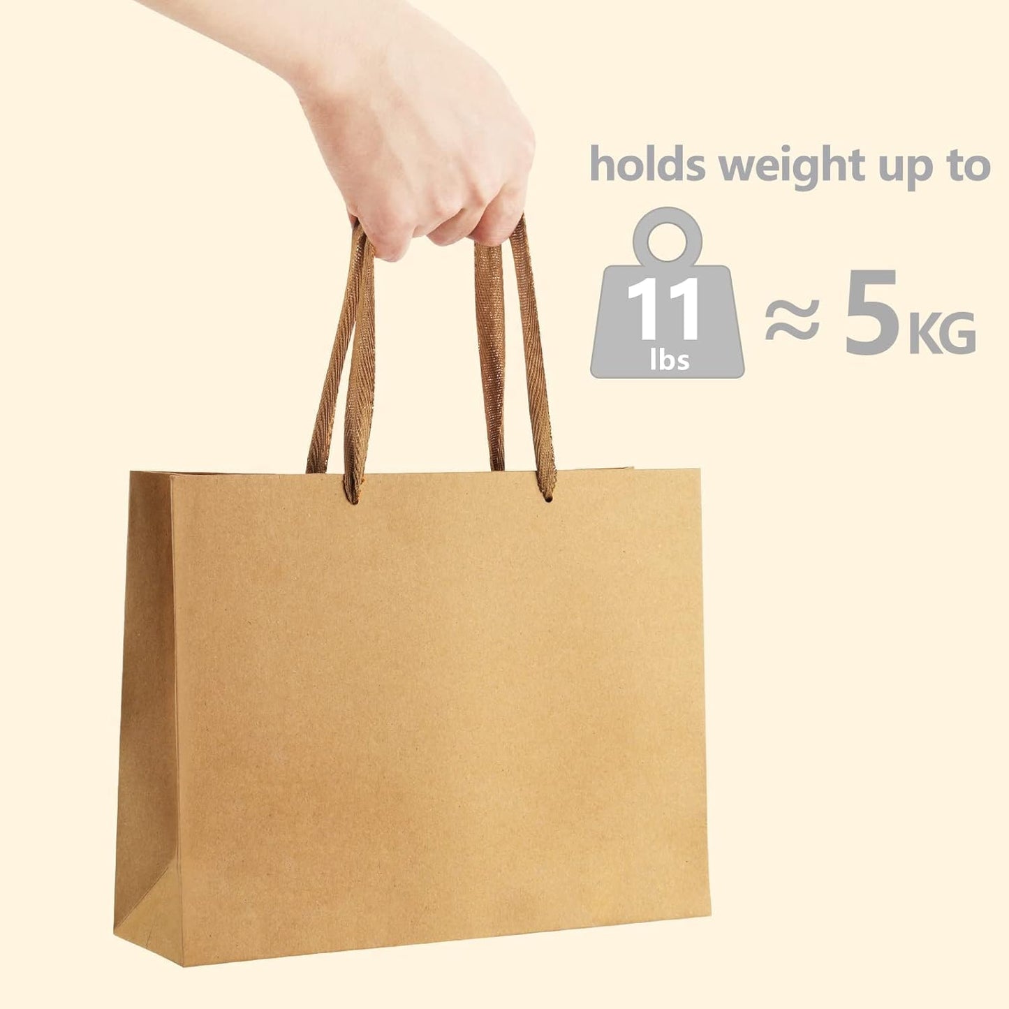 BagDream Paper Bags 10.6x3.1x8.3 25Pcs Gift Bags Heavy Duty Kraft Brown Gift Paper Bags with Handles Soft Cloth, Party Favor Bags, Shopping Bags, Retail Merchandise Bags, Wedding Party Gift Bags