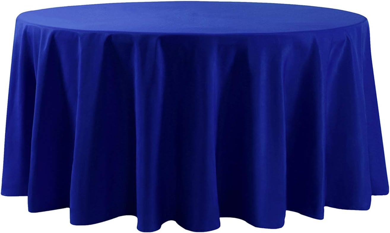 108 inch Round Tablecloth Washable Polyester Table Cloth Decorative Table Cover for Wedding Party Dining Banquet（108 inch,Royal Blue）