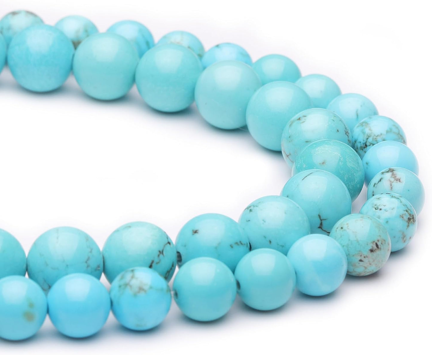 10mm Natural Stone Beads for Jewelry Making,Blue Turquoise Polished Smooth Round Gemstone Beads for Bracelet Necklace 17 Inch
