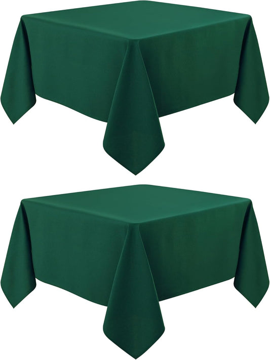 2 Pack Square Table Cloth 48X48 Inch Green Tablecloth Washable Polyester Solid Dining Table Cover for Birthday Party Dinner Holiday Outdoor Indoor