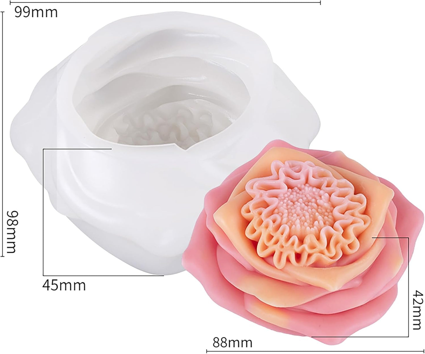 Flower Succulent Rose Peony Molds Silicone Wave Spiral Candle Mold - Silicone Resin Casting Molds for Candle & Resin & Soap Craft Supplies