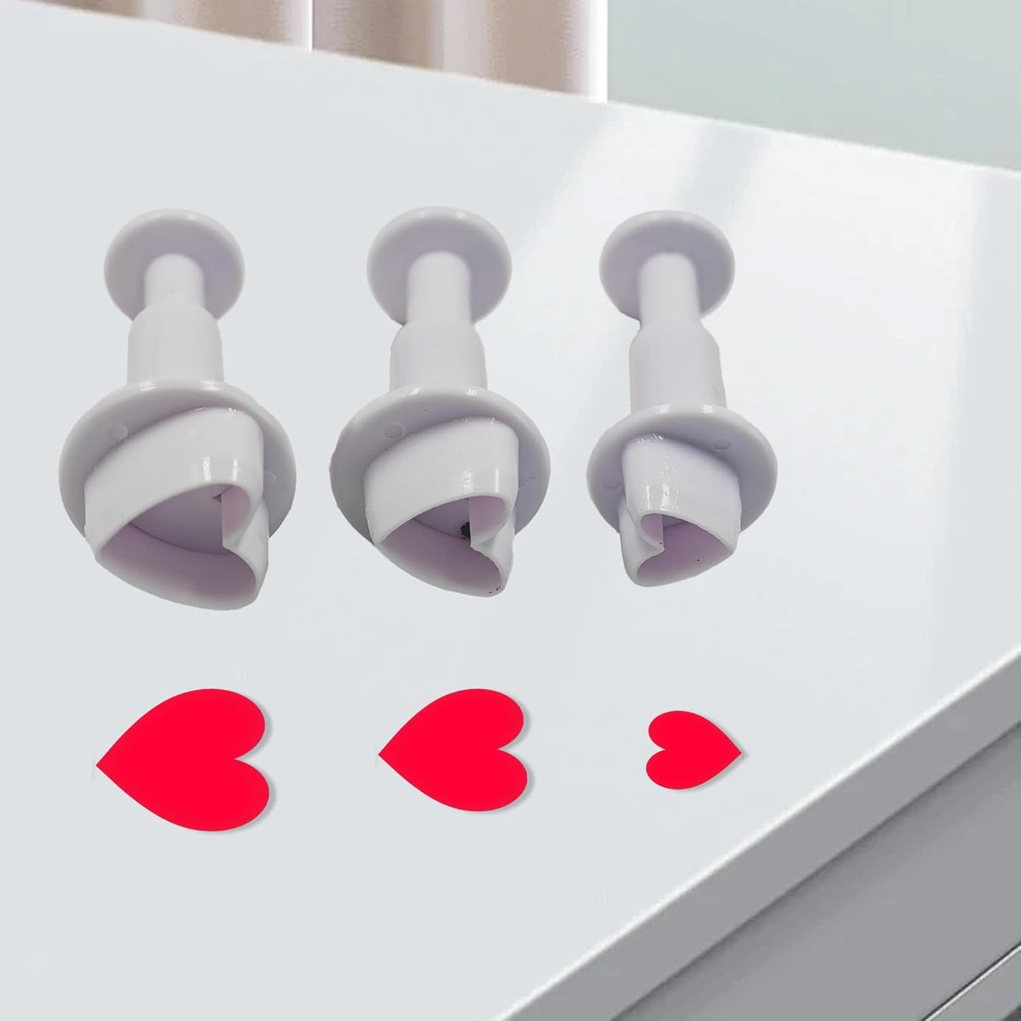 pson 3Pcs Plunger Cookie Cutter Set, Mini Plastic Biscuit Molds for Cake Decorating, Baking, Fondant, and DIY Crafts(Heart)