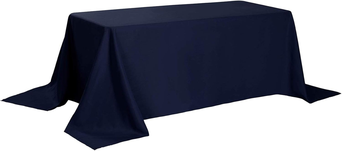 Rectangle Tablecloth 90x156 inch Washable Polyester Fabric Table Cloth for Wedding Party Dining Banquet Decoration（90x156, Navy）