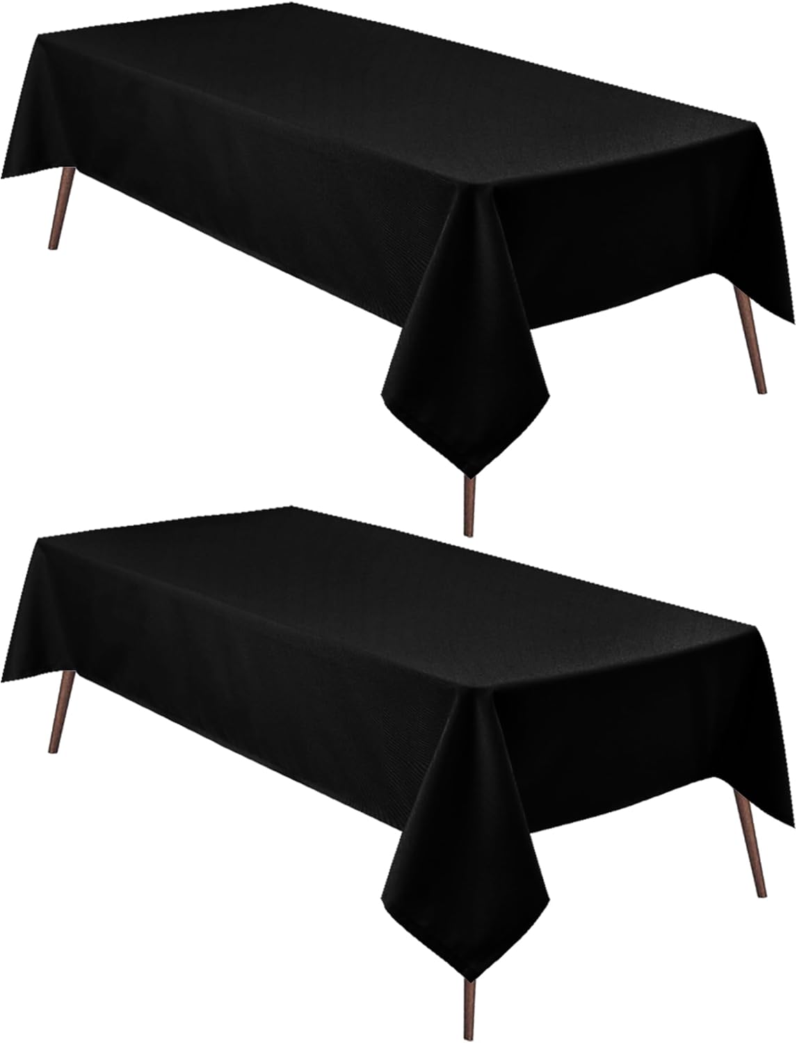 Hiasan 2 Pieces Black Tablecloth Rectangle - Waterproof and Wrinklr Resistant Washable Polyester Fabric Table Cloth for Dining Room and Outdoor Use, 52 x 70 Inch