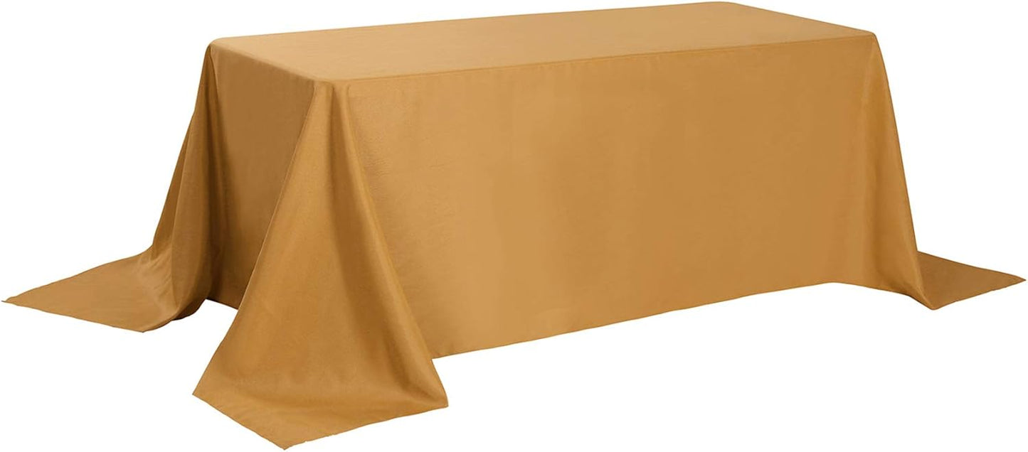 Rectangle Tablecloth 90x156 inch Washable Polyester Fabric Table Cloth for Wedding Party Dining Banquet Decoration（90x156, Gold）