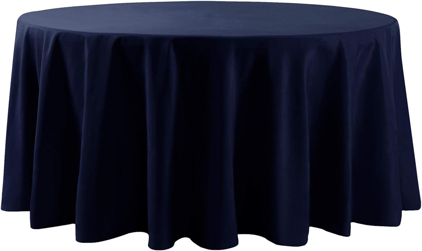 120 inch Round Tablecloth Washable Polyester Table Cloth Decorative Table Cover for Wedding Party Dining Banquet（120 inch,Navy）