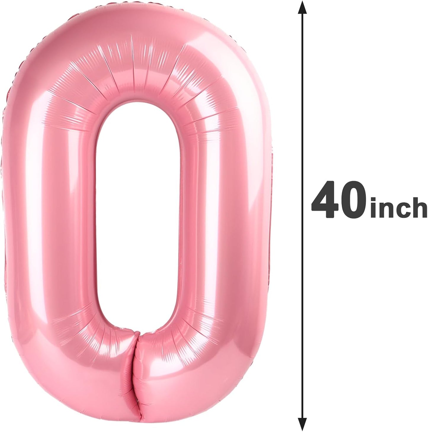 Pearlescent Pink 40 Inch 0 Number Balloons, 0 Decorations for 10 20 30 40 50 60 70 80 90 100Birthday, Foil Giant Birthday Graduations Anniversary Party Balloons