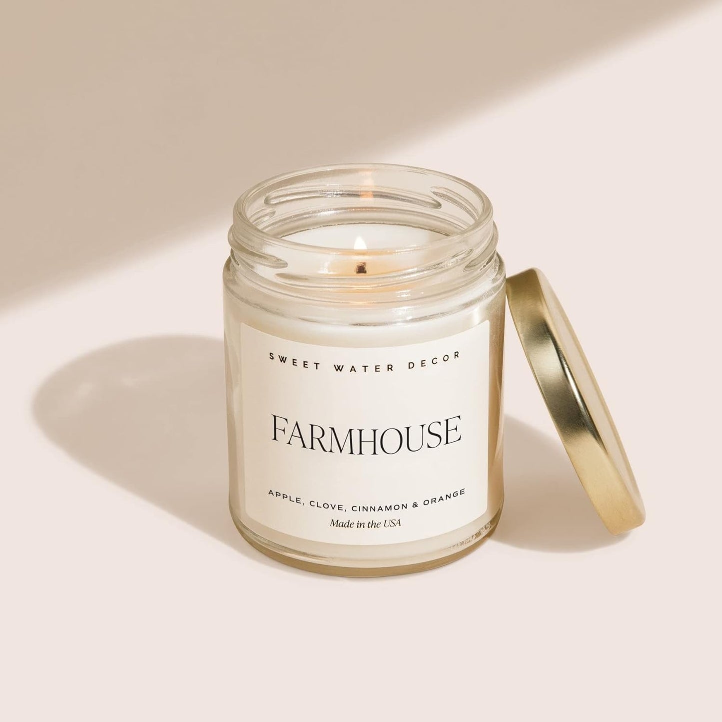Sweet Water Decor Farmhouse Soy Candle - Apple, Orange, Pumpkin and Clove Scented Candles for Home - Fall Home Decor Autumn Fall Scented Candle - 40+ Hour Burn Time, Made in The USA