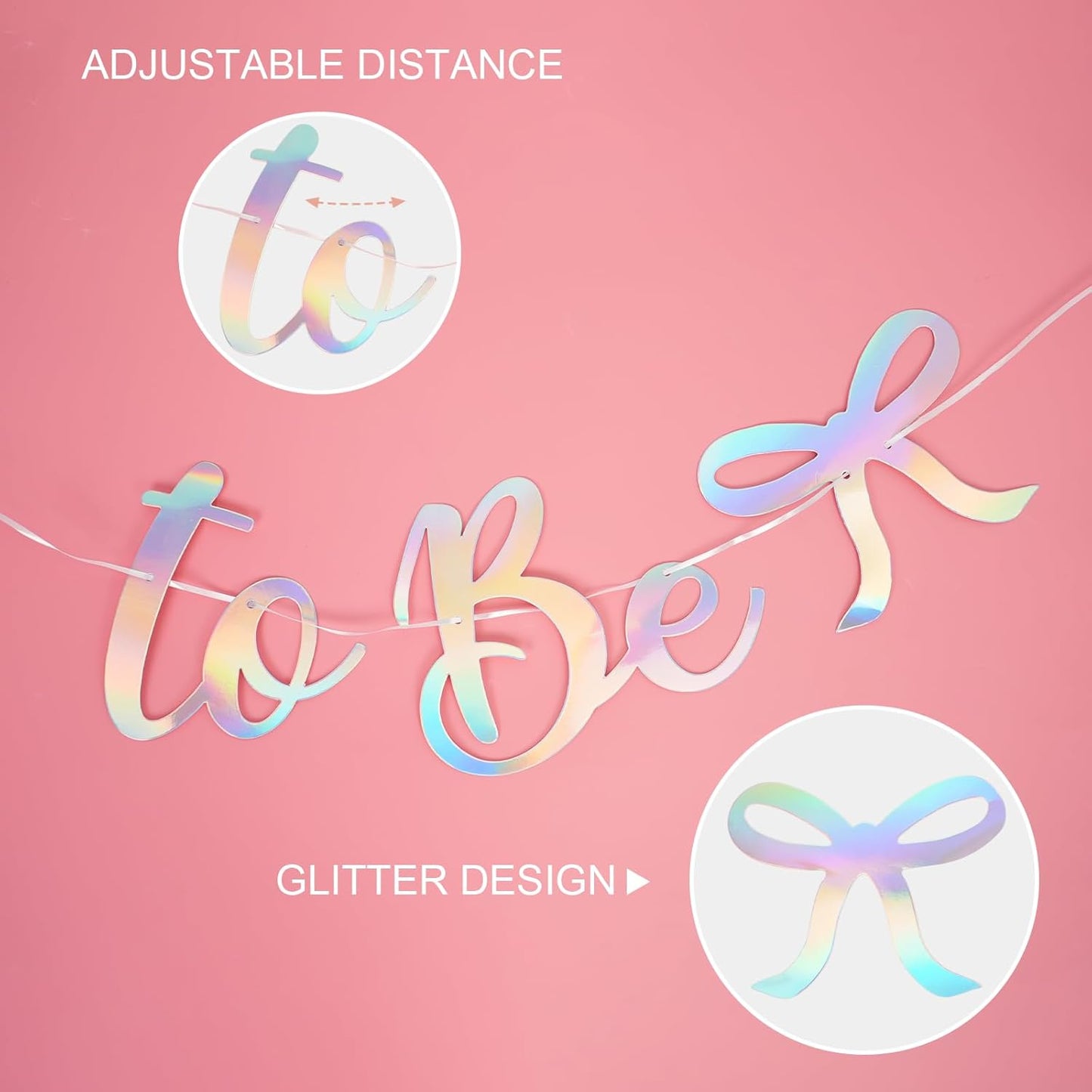 Bride to Be Banner, Iridescent Bride to Be with Bow Glitter Bachelorette Bridal Party Banner BRIDE TO BE Sign for Iridescent Bachelorette Bridal Shower Wedding Engagement Hen Party Decorations