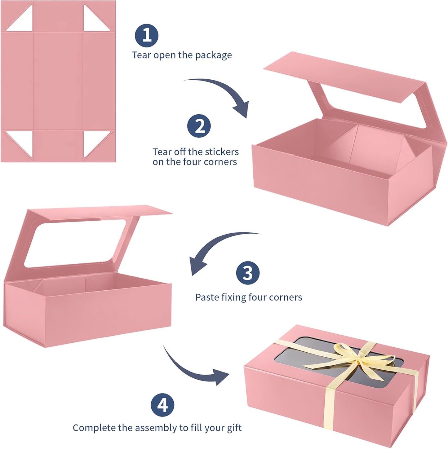 Pink Large Gift Boxes with Window, 13.5"x9"x4.3" Bridesmaid Boxe for Gift Giving,Birthday Gift Box with Magnetic,Closure Lid Gift Boxes for Presents,Cute Boxe,Luxury for Gift Packaging,Gift Box for Wrapping Gifts