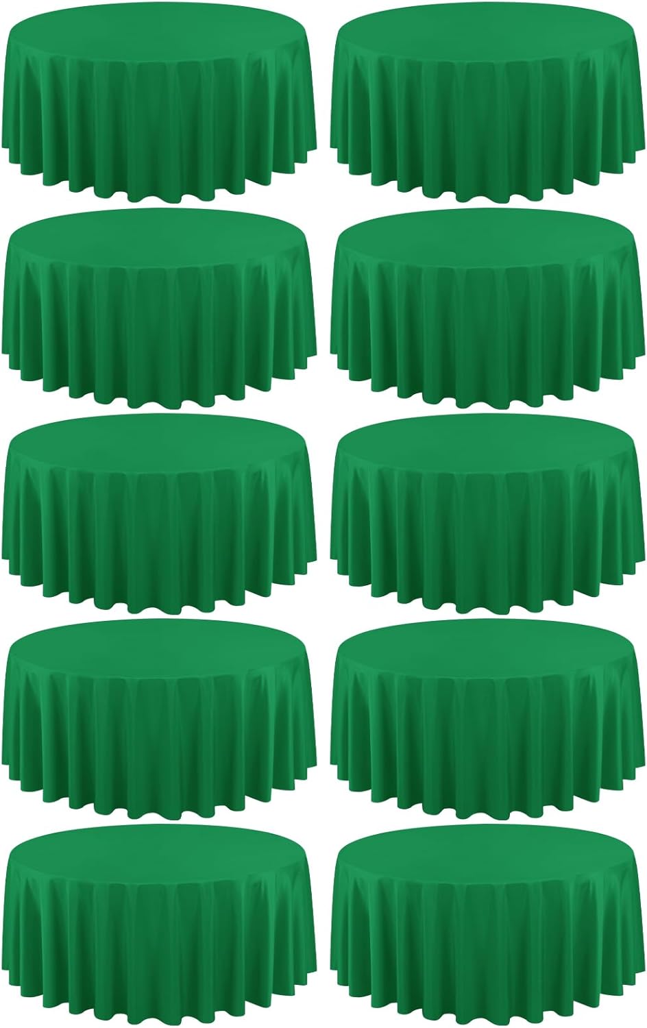 10 Pack Green Round Tablecloths - 90 Inch, Polyester Table Cover, Stain and Wrinkle Resistant Washable Fabric Table Cloth for Wedding Banquet Parties