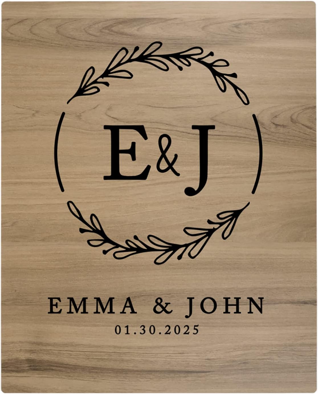 Andaz Press Large Wooden Welcome Sign for Wedding Rustic Welcome Sign 16" x 20" Custom Monogram & Date Laurel Wreath Wedding Signage English Oak MDF Wood Finish Wedding Reception Indoor Outdoor Signs