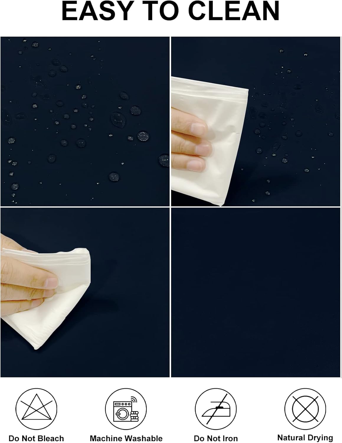 Fokitut 2 Pack Waterproof Rectangle Tablecloth, 60x102 Inch, Stain Resistant and Wrinkle Polyester Table Cloth, Fabric Table Cover for Kitchen Dining, Wedding, Party, Holiday Dinner-Navy