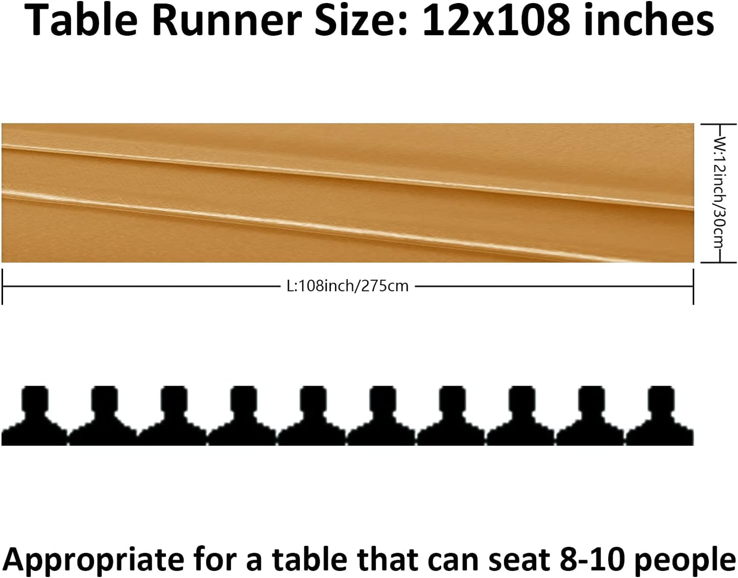 24Pack Table Runner 12 x 108 Inches Satin Silk Table Runner for Wedding, Birthday Party, Banquets, Graduations Decoration, fit Rectange and Round Table-Gold