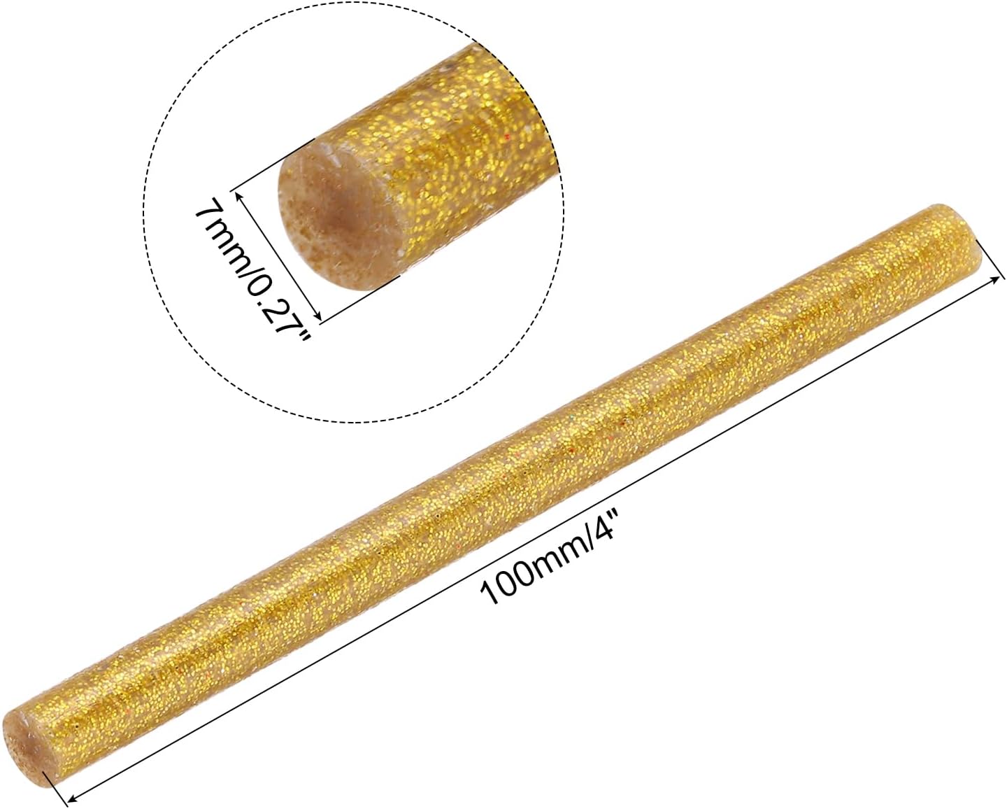 uxcell 20pcs Hot Glue Sticks for Glue Gun 7mm/0.28-inch x 4-inch Mini Hot Melt Adhesive Glue Stick Glitter Gold