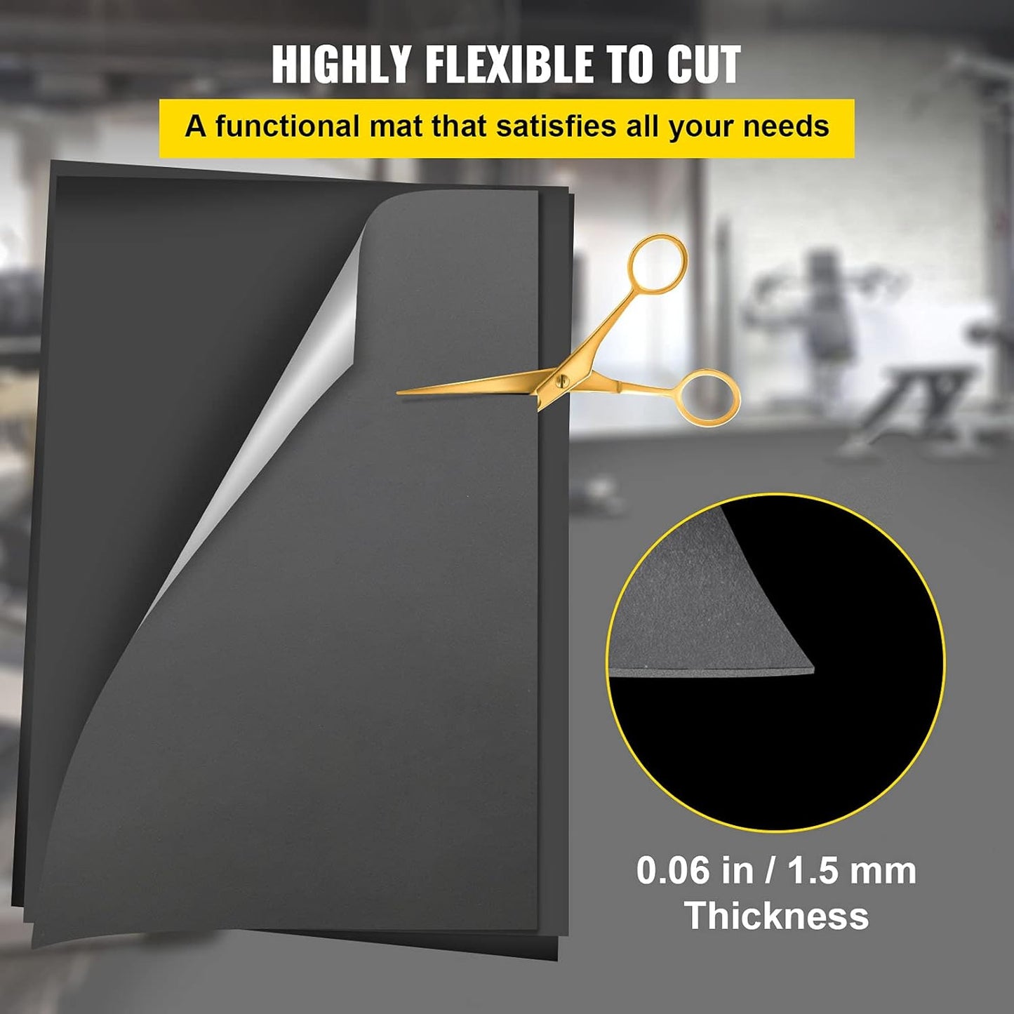 VEVOR Dance Floor, 6.6x3.9ft Dance Floor Roll, 0.06in Thick PVC Vinyl Dance Floor, Black/Grey Reversible Portable Dance Floor, Non-Slip Dance Flooring, Ballet Dance Floor for Jazz, Pop, Lyrical Style