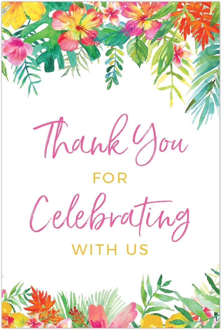 Andaz Press Extra Large Wedding Easel Board Party Sign, 12x18-inch, Tropical Leaves Plants Flowers, Thank You for Celebrating With Us, 1-Pack