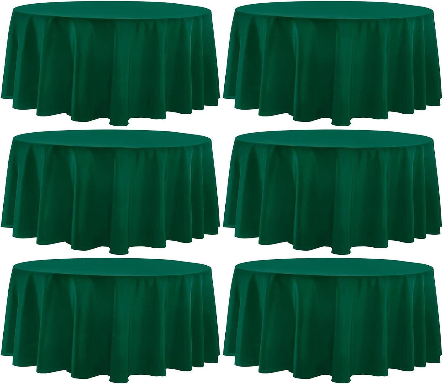 Round Tablecloth 132 Inch 6 Pack Dark Green Tablecloths Washable Decorative Linen Polyester Table Clothes Cover for Dining Table Banquets Buffet Parties and Wedding