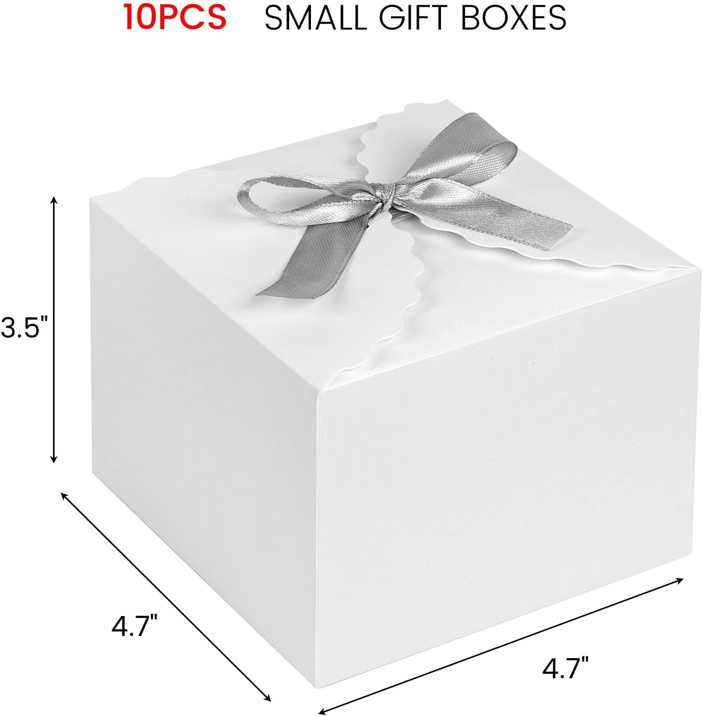 VGOODALL 10PCS Gift Boxes with Ribbon, Small White Candy Box Paper Treat Boxes for Wedding Cookie Chocolates Small Gifts