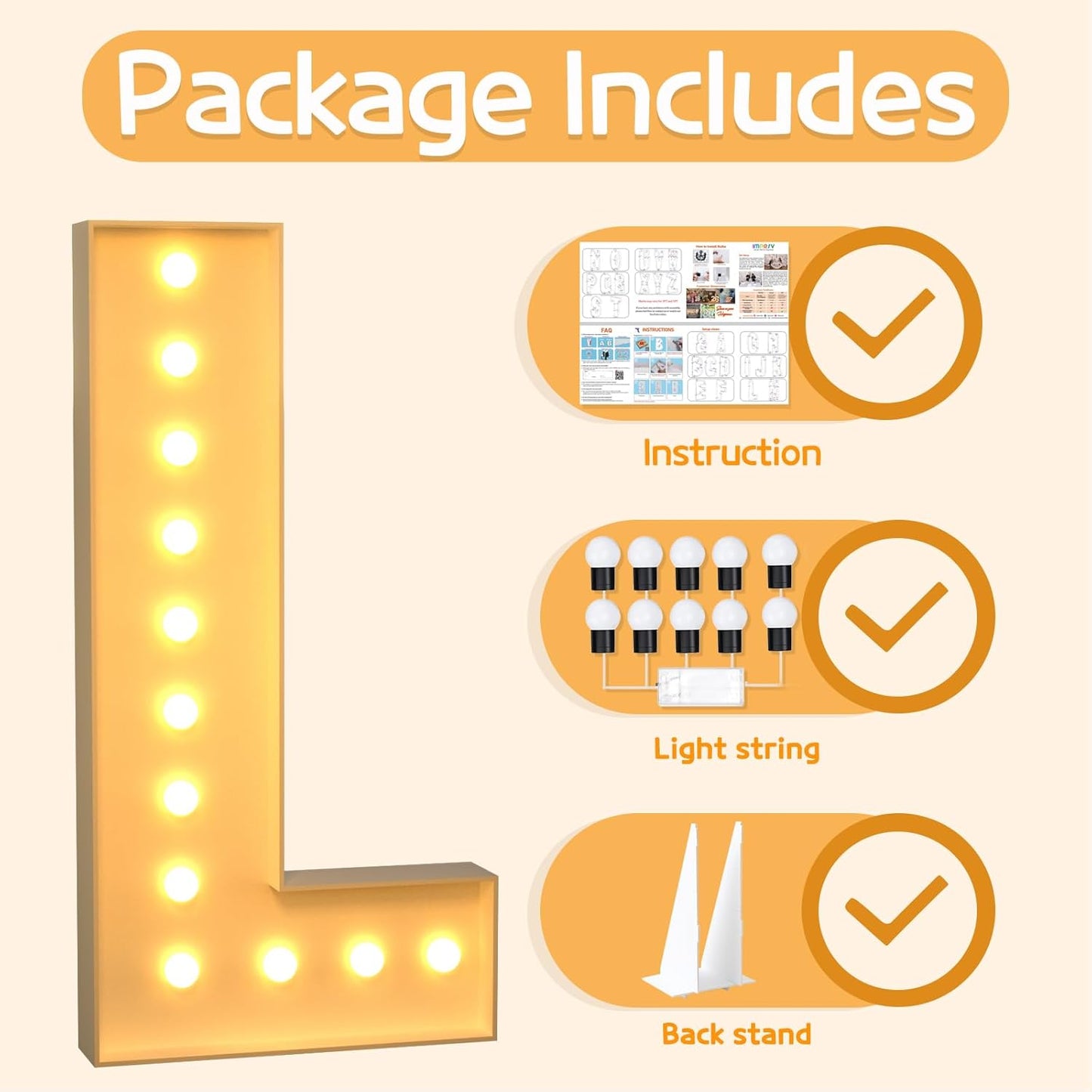 Marquee Letters 4 Feet Tall Large Light Up Letters L Happy Birthday Decorations Marry Me Engagement Party Decor Yellow Light Birthday Decorations Balloon Arch Kit Foam Sign L