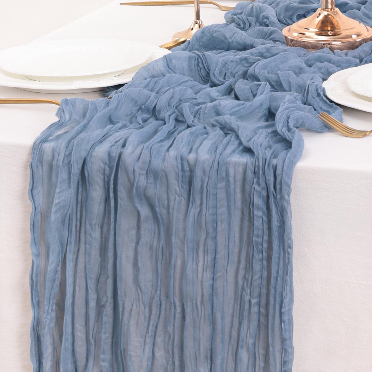 Dusty Blue Table Runner Cheesecloth Table Runner 4 Pack 14FT Farmhouse Table Runners 160 Inches Fall Table Decor Dining Room Centerpiece Wedding Boho Baby Shower Birthday