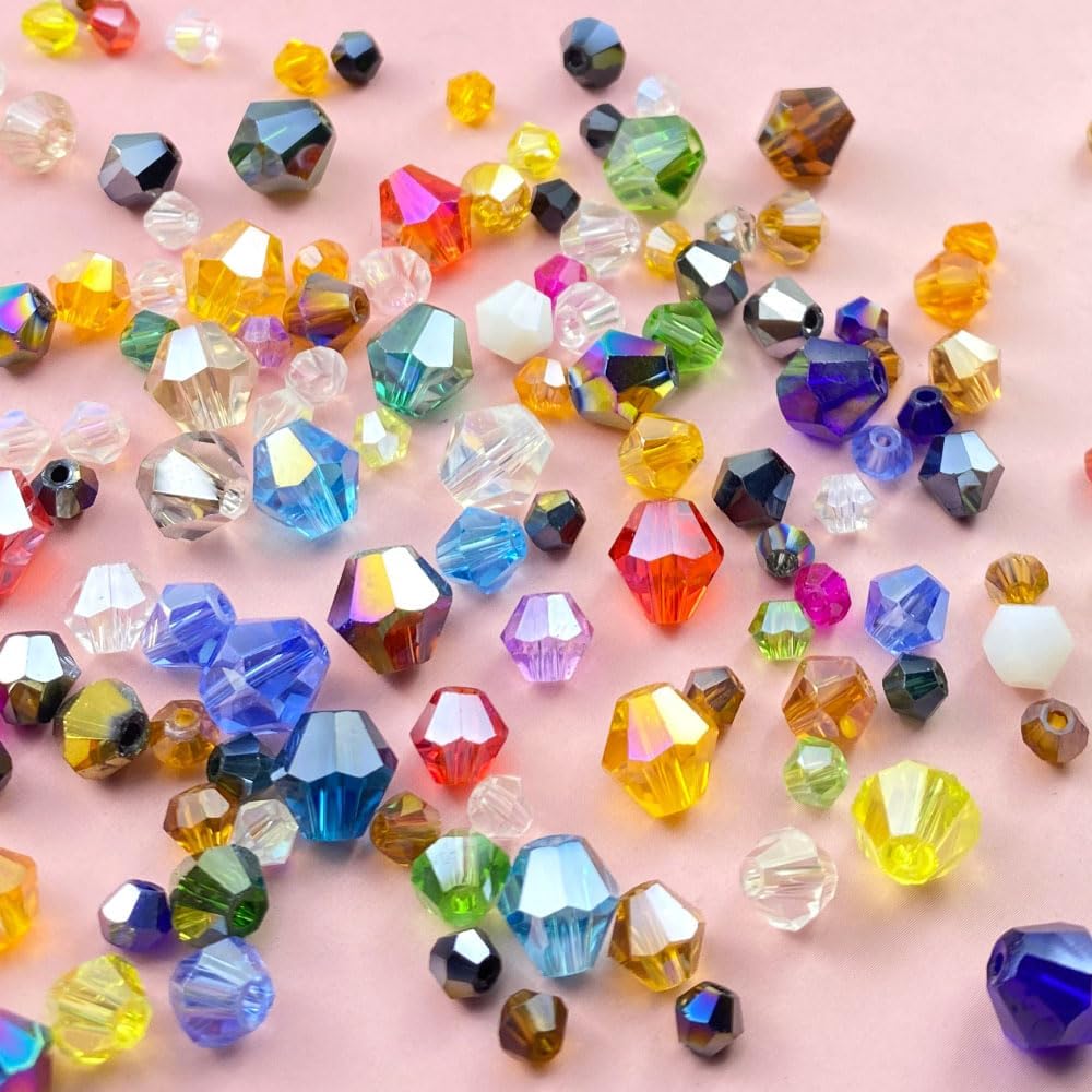 400pcs 4mm Bicone Crystal Glass Beads Loose Spacer Beads Faceted Craft Beads for Jewelry Making DIY Necklace Bracelet Earring Wind Chimes Suncatchers Ornamen(Transparent Gray)