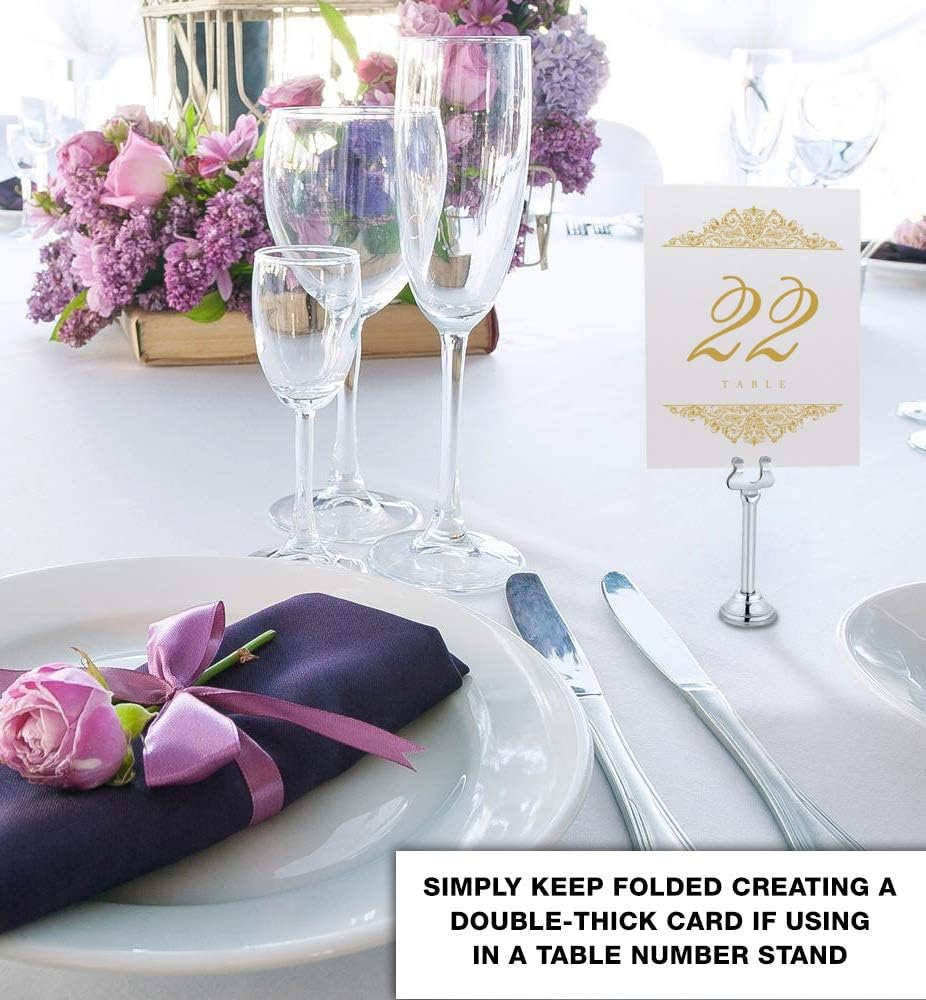 Paisley Wedding Table Numbers (Select Color/Quantity), Champagne, Gold, 1-35, Double Sided, Tent or Use in a Stand, Great for Parties & Restaurants - Made in the USA