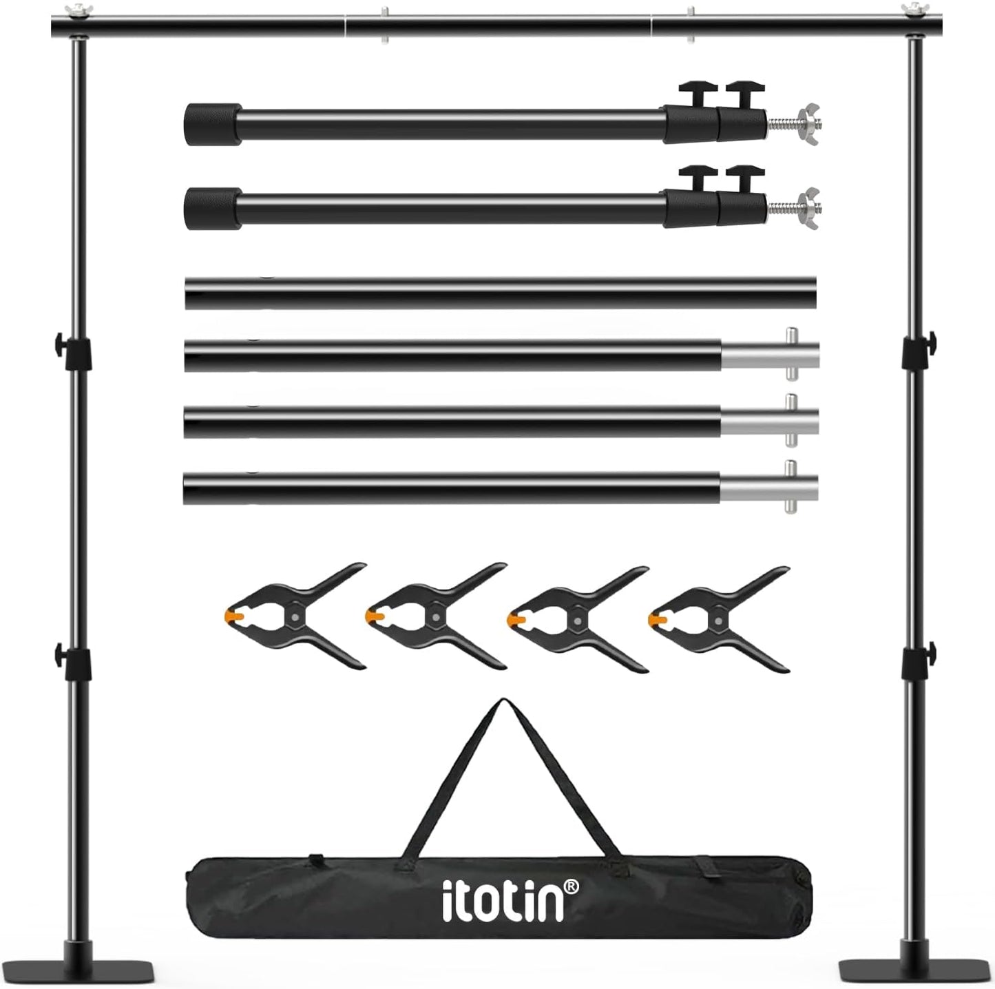 Pipe and Drape Backdrop Stand Kit, 6.5ft x 10ft Adjustable Photo Background Stands with Metal Flat Base for Photography, Birthday Parties, Wedding, Video Studio