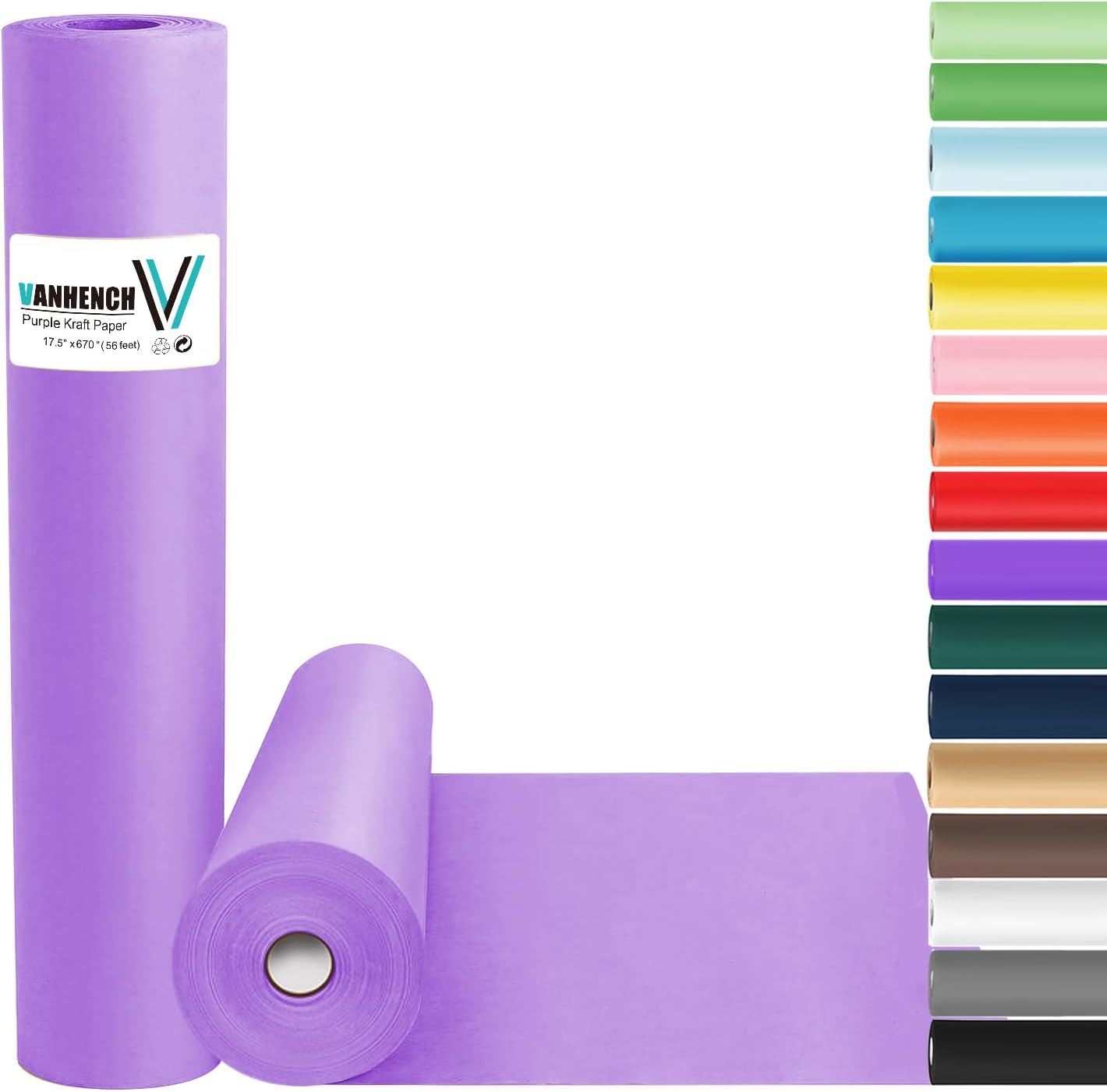 Vanhench 17.5"×963" (80 1/4FT) Wrapping Paper Purple, Solid Color Art Kraft Craft Paper for Gift Wrapping, Valentines/Wedding/Birthday/Mother's Day Gifts, Bouquet Flower Wrapping
