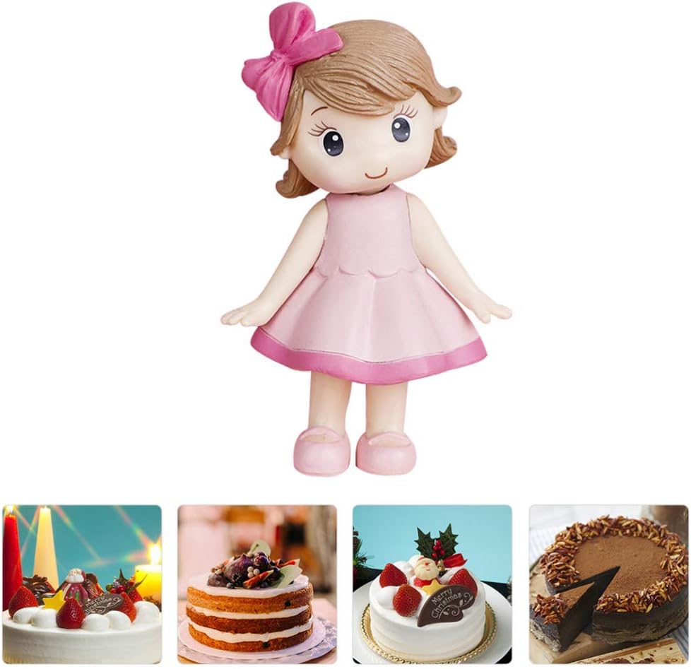 STOBOK Cake Dessert Ornament Doll Cakes Toppers Girls Princess Figurine Dolls Birthday Party Cakes Toppers for Kids Birthday Party Cake Decoration Pink Car Decor
