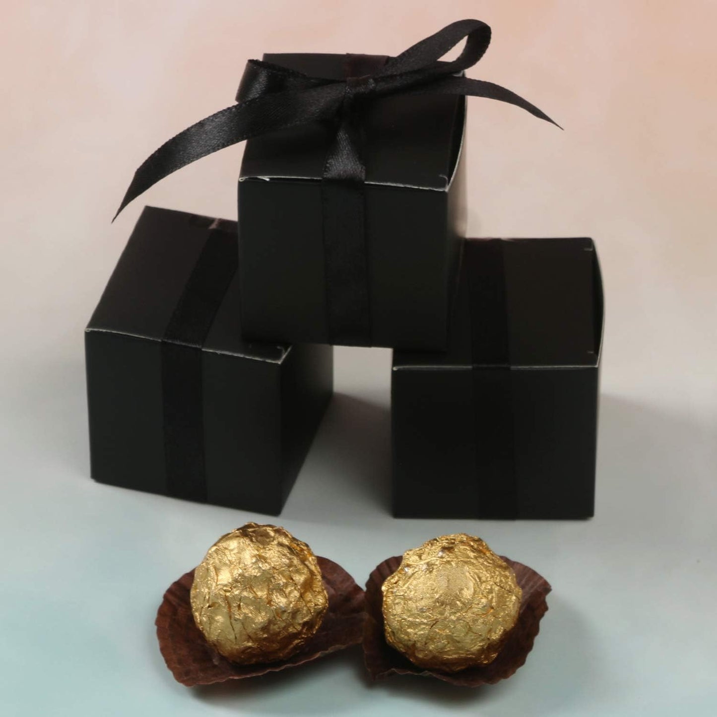 COTOPHER 100pcs Small Gift Boxes, Favor Boxes 2x2x2 inches Paper Gift Boxes with Ribbons Candy Box for Wedding Favors Baby Shower Bridal Shower Birthday Party (Black)