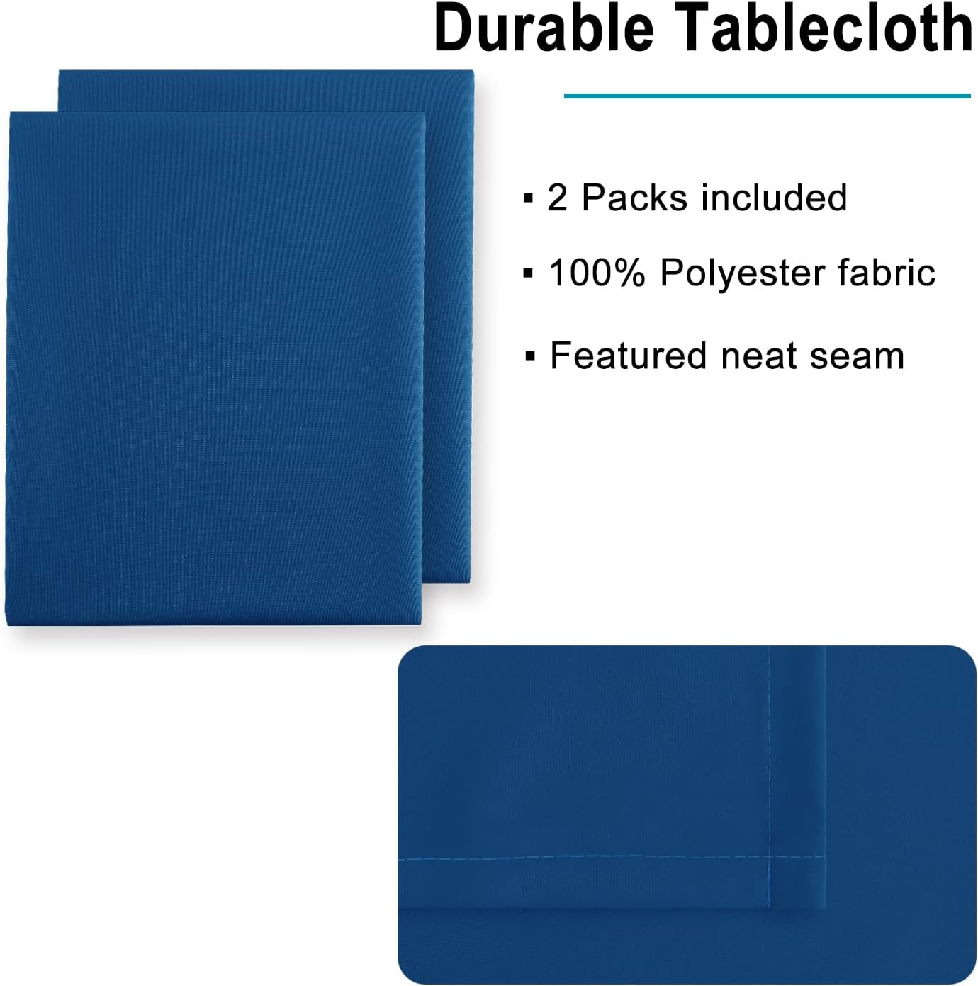 Hiasan 2 Pieces Royal Blue Tablecloth Rectangle - Waterproof and Washable Fabric Table Cloth for Card Tables, 54 x 120 Inch