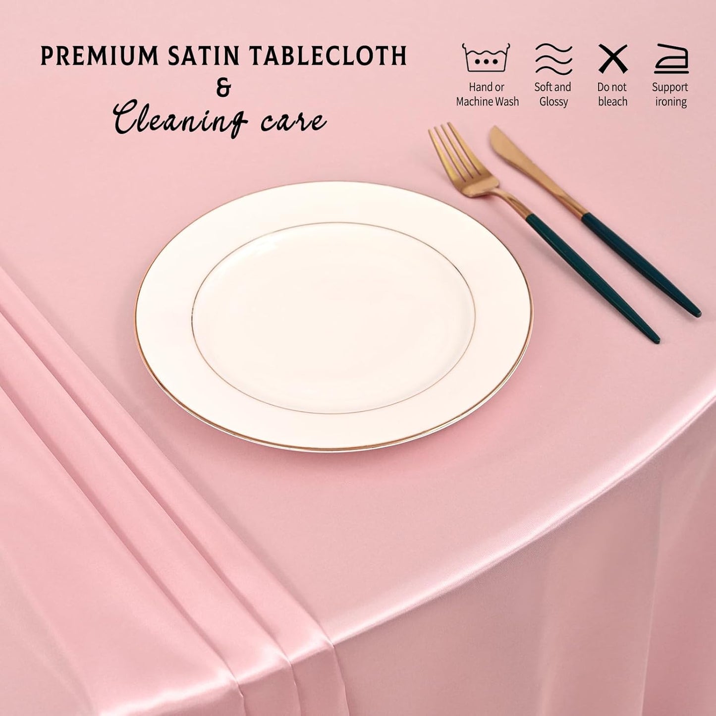 10 Packs Satin Tablecloth 120 Inch Rose Gold Round Table Cloth Silk Tablecloth Smooth Fabric Overlay Satin Table Cover Decoration for Wedding Party Banquet Events