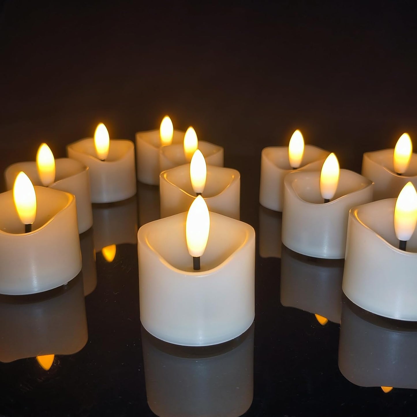 48 Pack Battery Operated Votive Candles 1.5 x 1.67 inches Flameless Votive Tealights Black Wick Tea Lights LED Electric Fake Candles Realistic for Wedding Christmas Thanksgiving Party Decoration