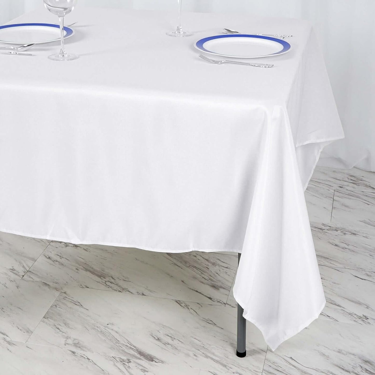 Efavormart Premium Polyester Square Table Overlay 70"x70" White - 220GSM Wrinkle-Resistant Table Topper for Weddings & Parties