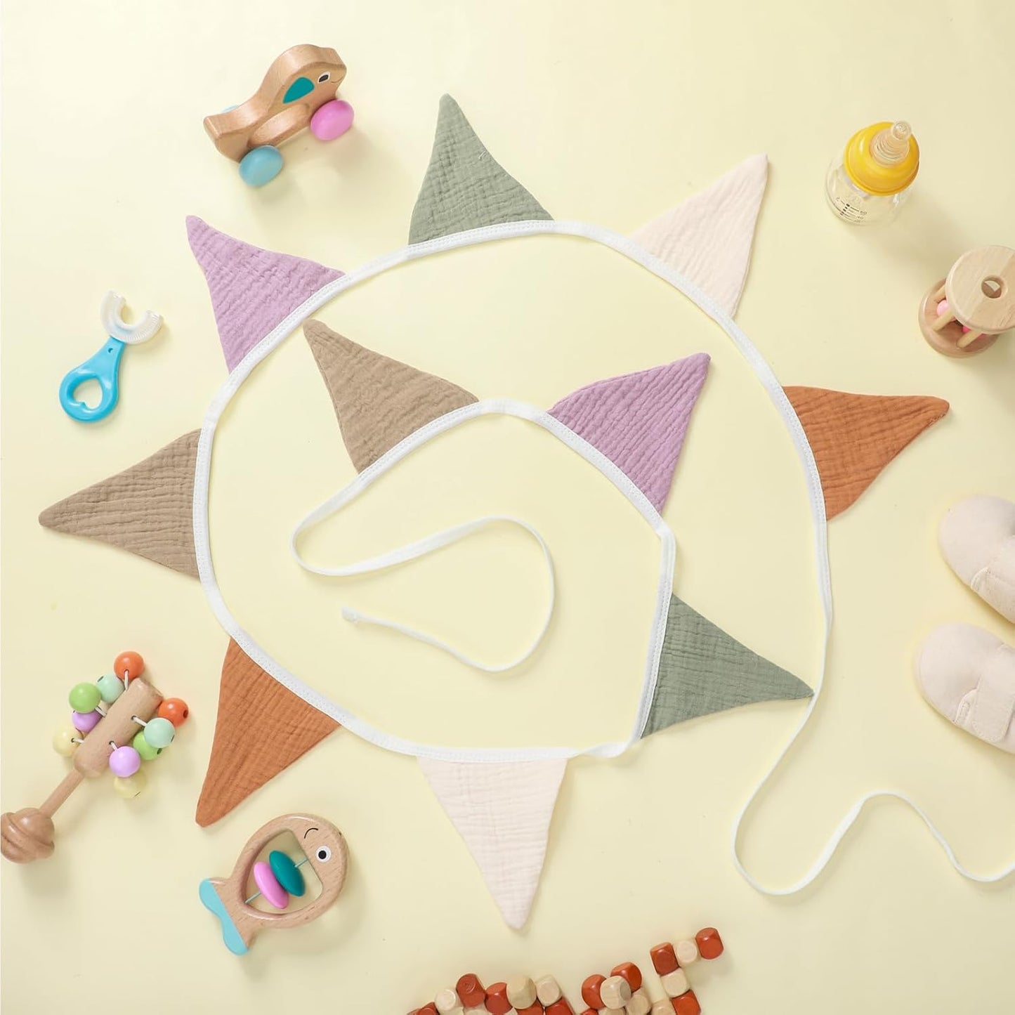 Oudain 15.5 ft Pennant Banner Flags, 2 Pcs Nursery Garland Triangle Bunting Flag Baby Banner for Nursery Decor Baby Birthday Boho Wedding Shower Party Event, Each 7.75 ft(Rich Color)