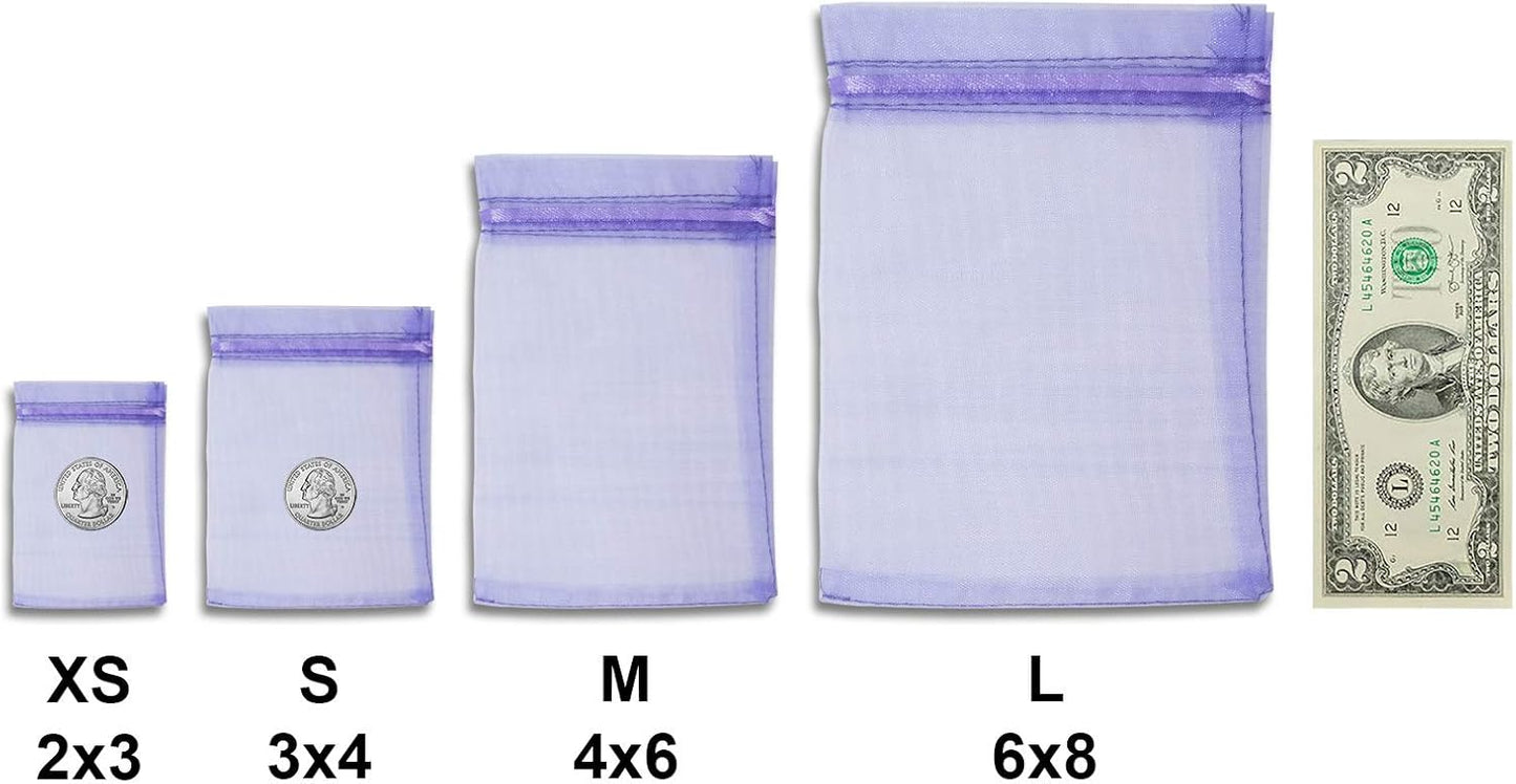 TheDisplayGuys 48-Pack 4x6 Lavender Sheer Organza Gift Bags with Drawstring, Jewelry Candy Treat Wedding Party Favors Mesh Pouch