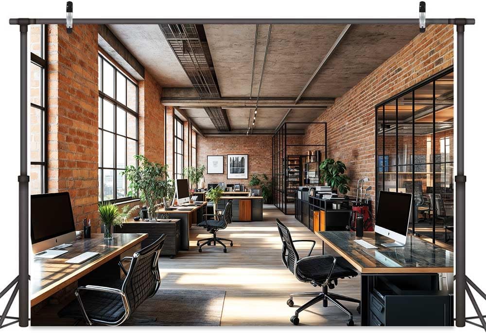 5X5ft Office Video Photo Backdrop Photography Background for Recording Conference, Zoom Home Podcast Backdrops Photo Booth Prop Decorations Wall Decor Tablecloth